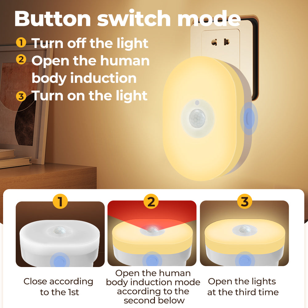 Smart color-changing WiFi night light with motion sensor and voice control – works with Tuya, Alexa, and Google.