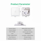 Smart WiFi Touch Switch with Matter Support - Button 1/2/3/4 - Compatible with Apple Home SmartThings and Google Home