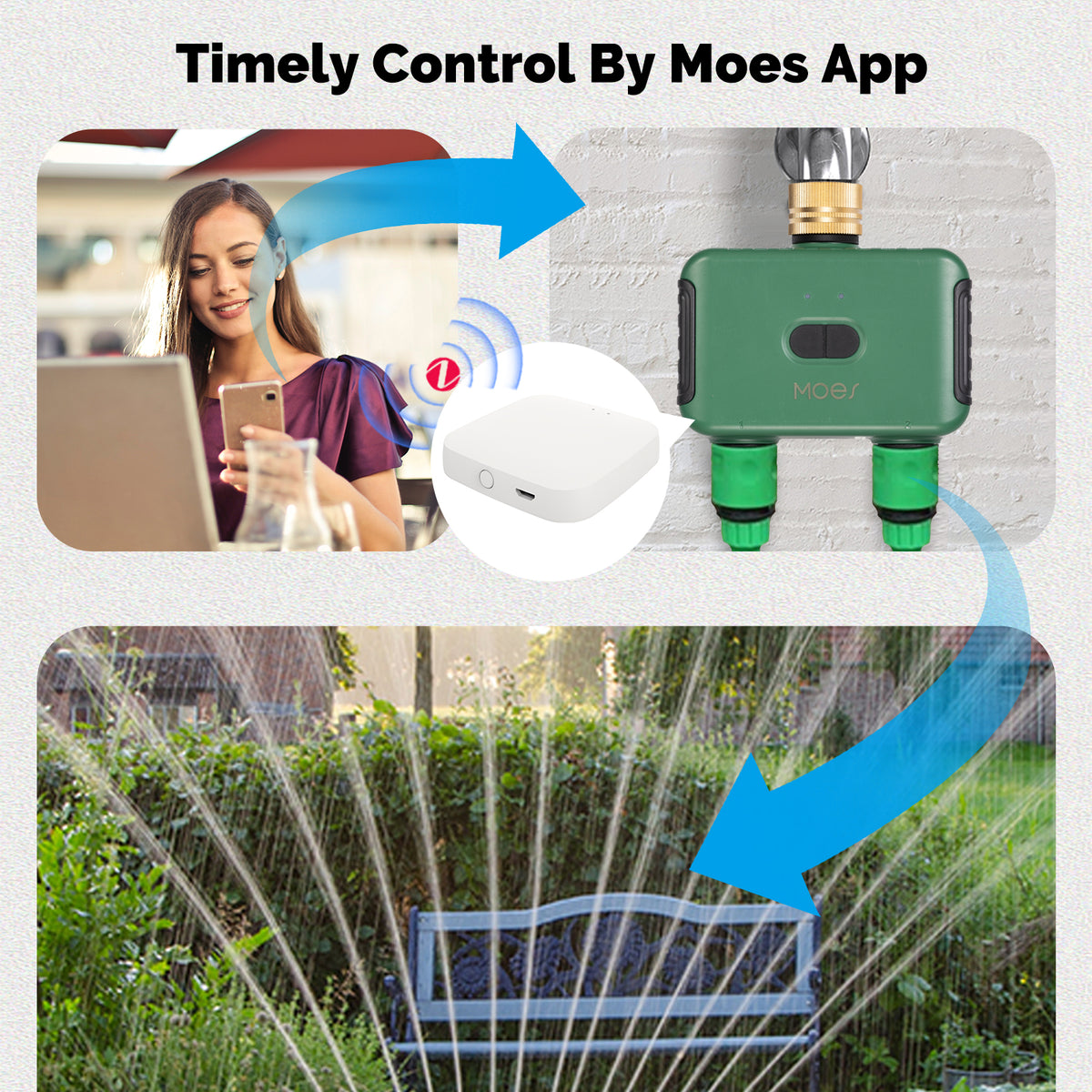 مؤقّت ري ذكي MOES بمخرجين مستقلين عبر Zigbee – تحكم بتطبيق Smart Life