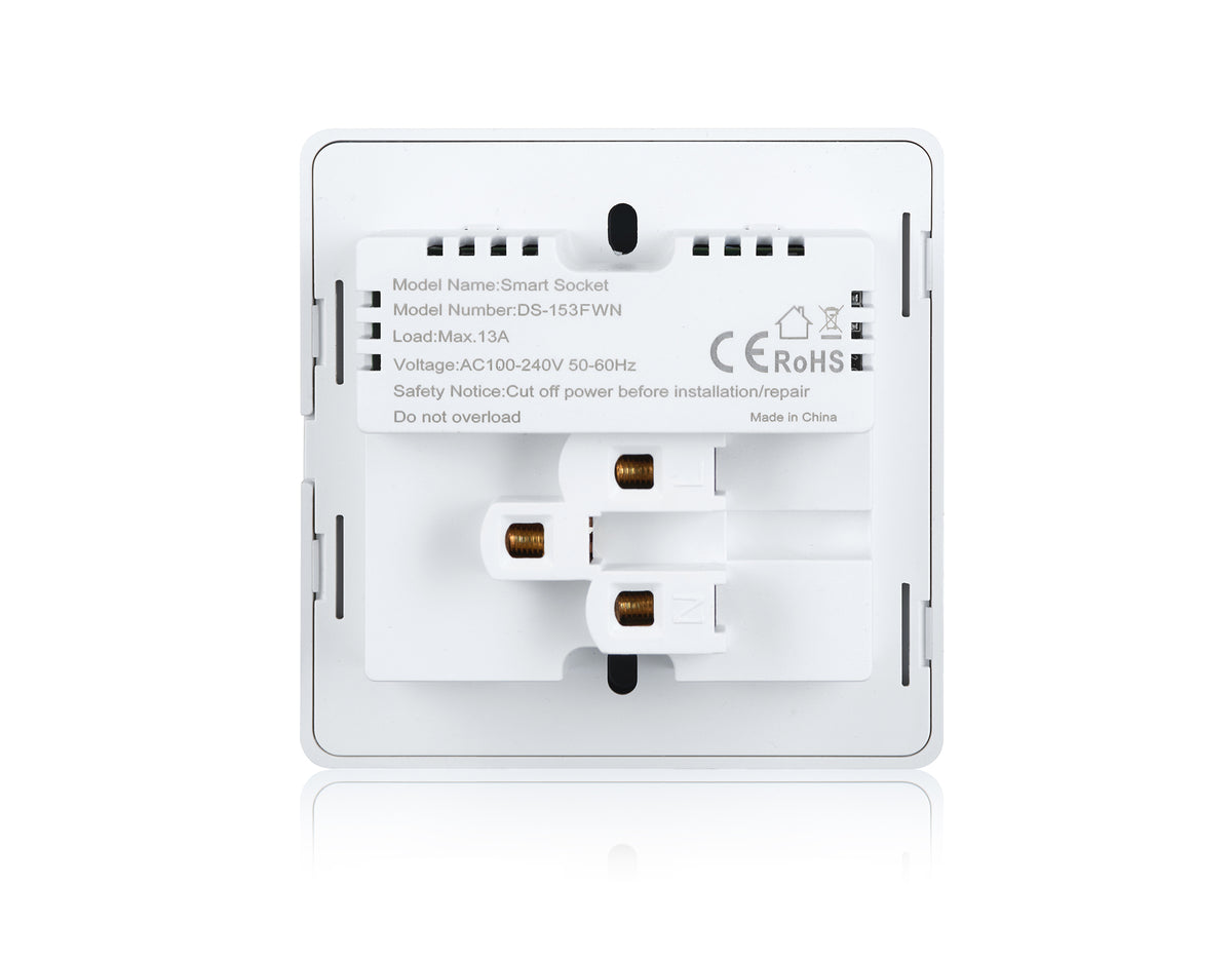 سۆکێتێکی زیرەکی فرەکار (Zigbee) بە دوو دەرچەی بارگاوییکردنەوە و پشتگیریی کۆنترۆڵکردنی دوورمەودا لە ڕێگەی ئەپی تویا (Tuya)