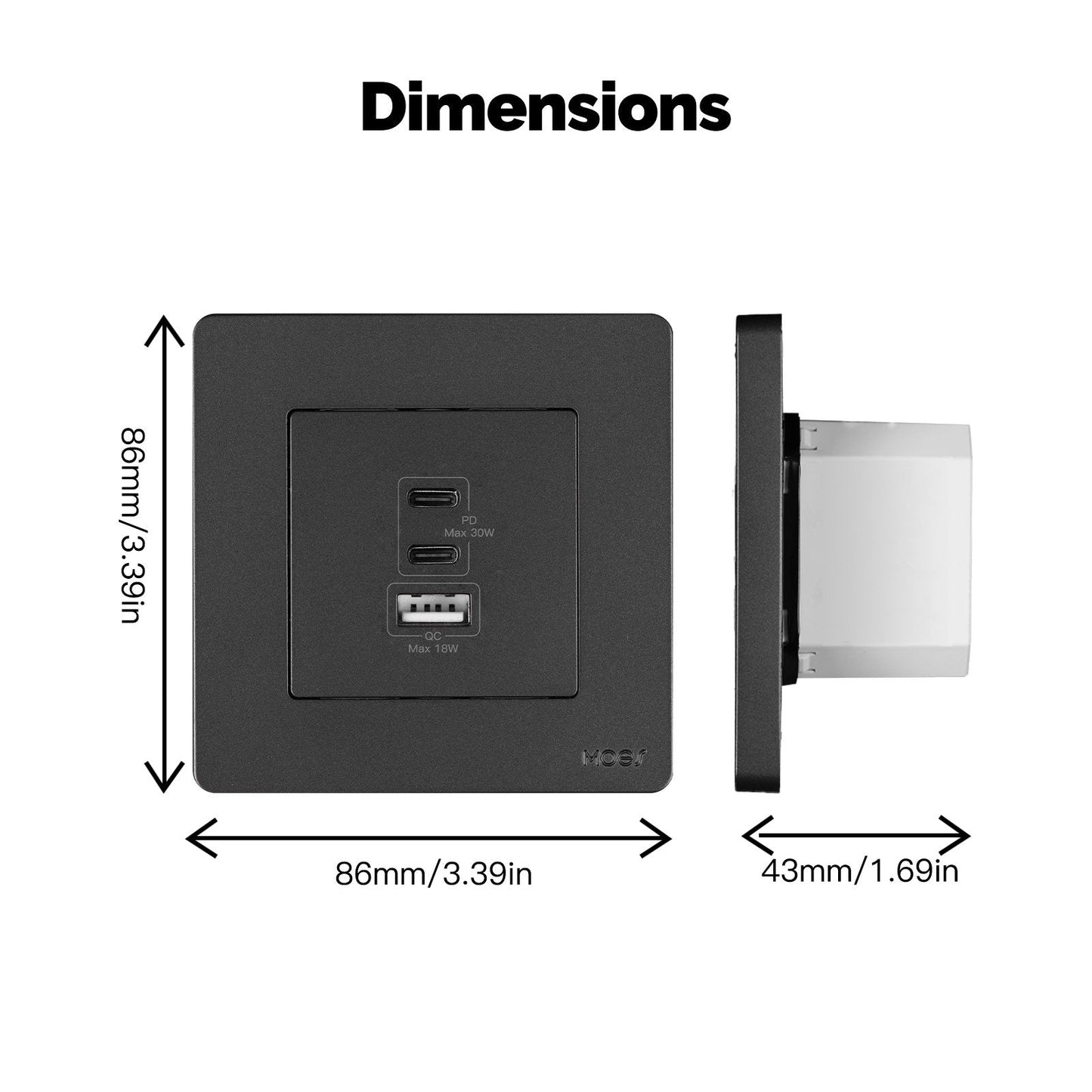 مقبس الحائط Moes Star Ring بقوة 30 واط (تقنية GaN)