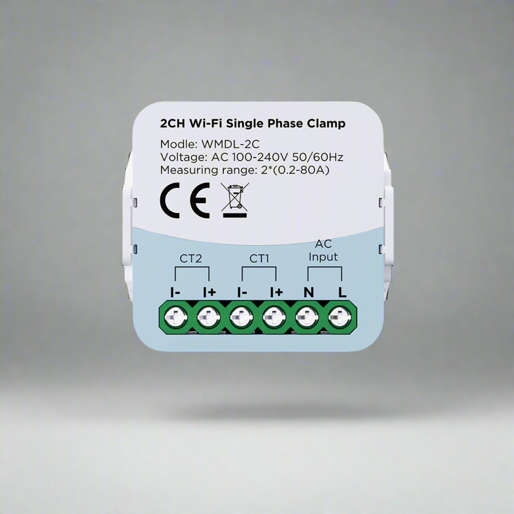 عداد استهلاك كهرباء ذكي WiFi ثنائي القناة 80A – قياس ثنائي الاتجاه مع مستشعر مشبك، يدعم المراقبة عبر تطبيق تويا وسمارت لايف