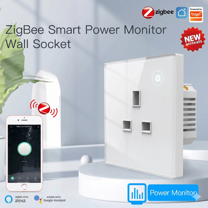 مقبس ذكي 16A  مراقبة طاقة نظام ZIGBEE- متوافق مع Tuya و Smart Life