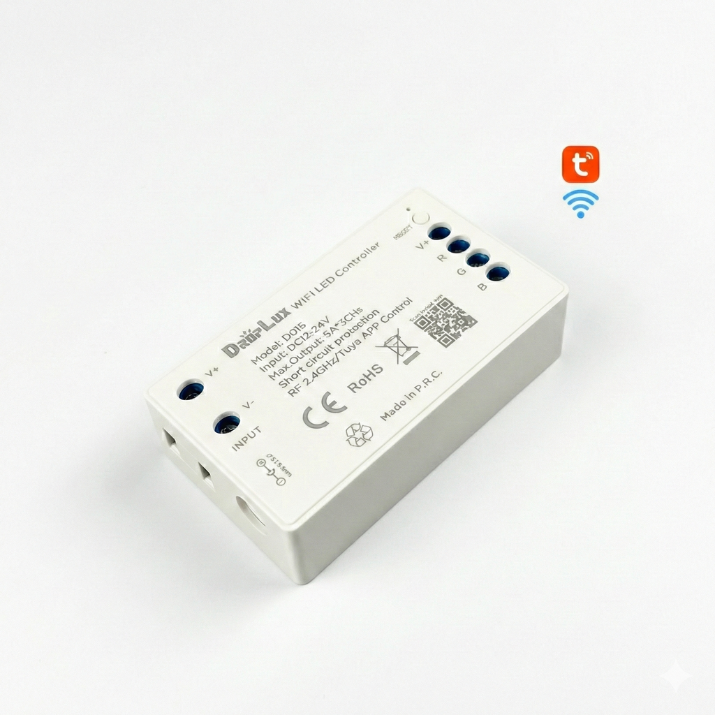 Smart RGB LED Controller 12–24V (Wi-Fi Tuya) — Professional lighting control… without changing the strip