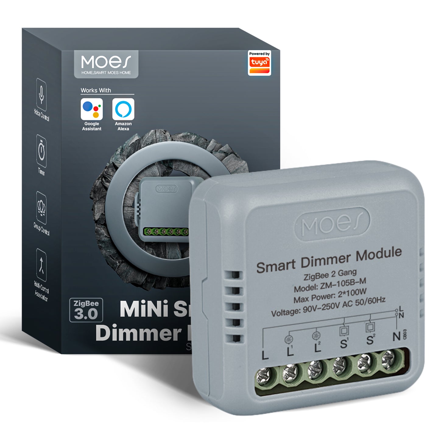 مفتاح التحكم الذكي المخفي للتعتيم نظام zigbee - تطبيق tuya-smart life