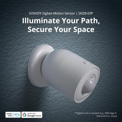 SONOFF SNZB-03P — حساس حركة Zigbee (كشف أسرع خلال 5 ثوانٍ + كشف شدة الإضاءة)