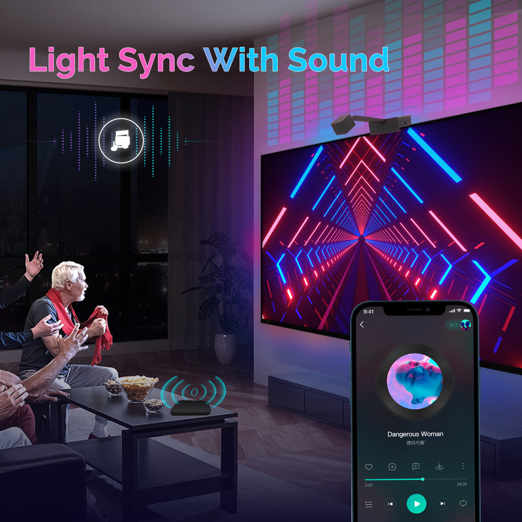 MOES Smart LED TV Backlight with 1080P Camera for Screen Syncing, Tuya App