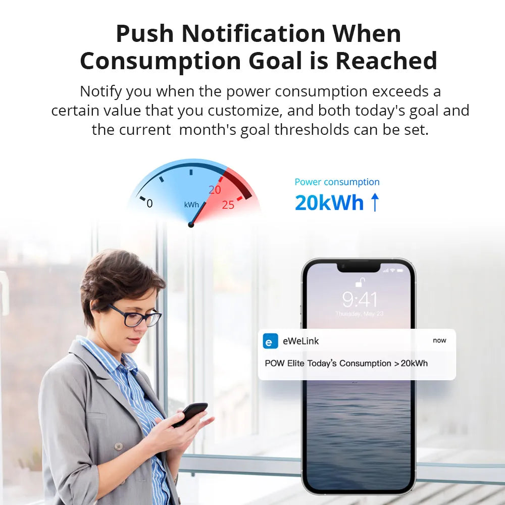 قاطع / سويتش طاقة ذكي WiFi مع شاشة قياس — SONOFF POW Elite 16A