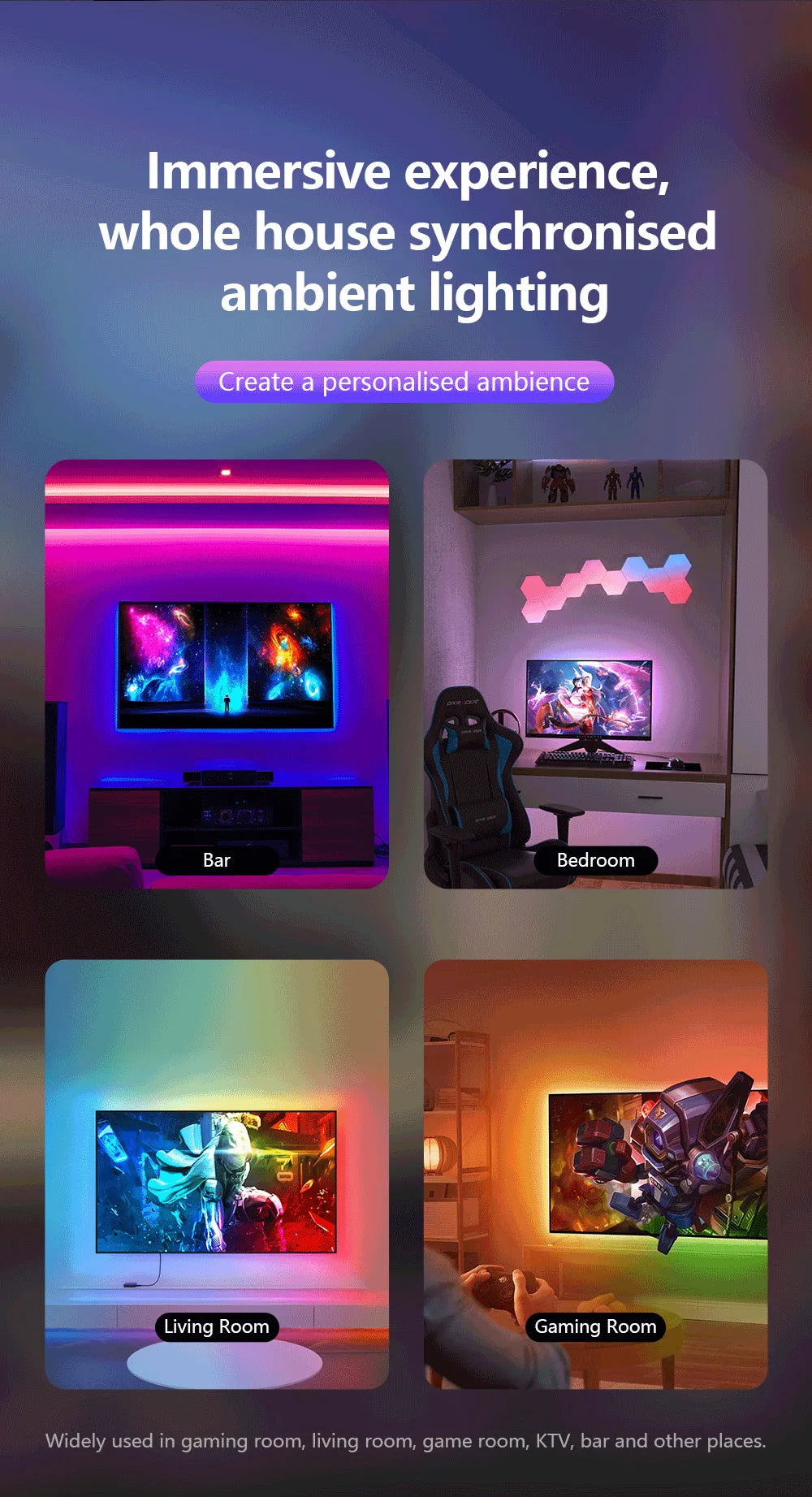 نظام الإضاءة الخلفية المتزامن الذكي  للشاشات 55-65 بوصة تطبيق TUYA  -سمارت لايف