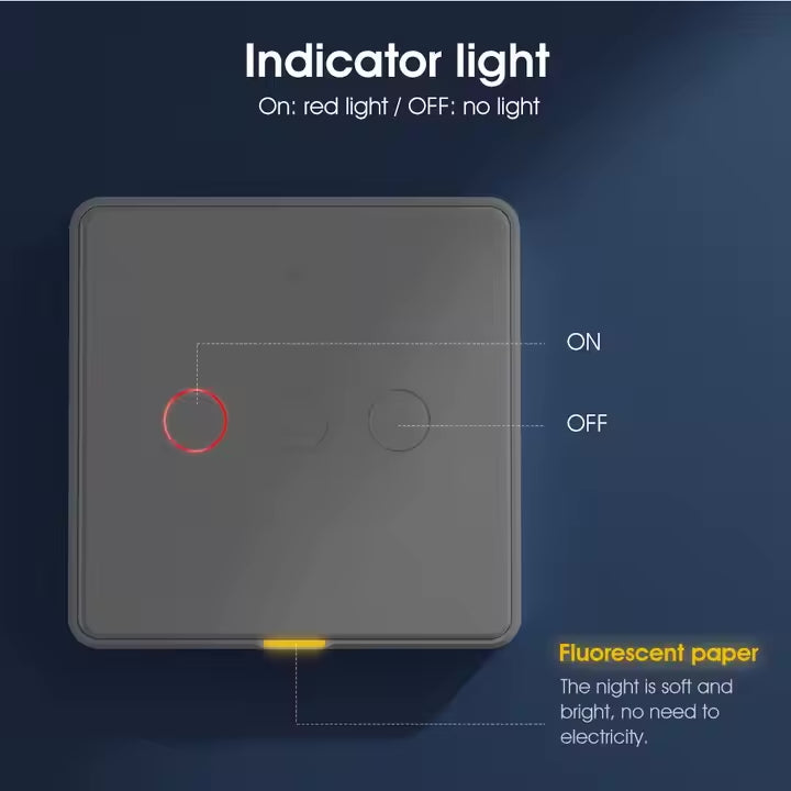 کلیلێکی زیرەکی دیواری تاک، WiFi + RF433 | ڕووکەش شووشەیی لێسەیی دژە شێ