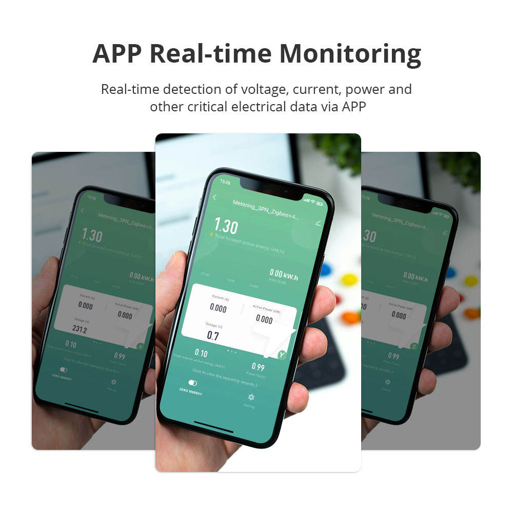 پێوەری زیرەکی وزەی Zemismart (٣ قۆناغ - ١٢٠ ئەمپێر) بە سیستەمی Zigbee