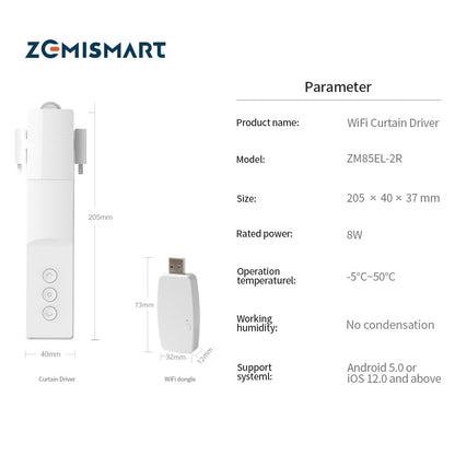 روبوت الستائر الذكي نظام  wifi من Zemismart العالمية يدعم مختلف الستائر