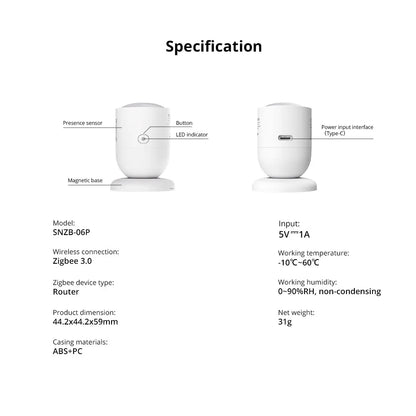 حساس تواجد الانسان الذكي SONOFF Zigbee Human Presence Sensor | SNZB-06P