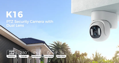 كاميرا المراقبة الذكية Arpha K16 الخارجية | عدسة مزدوجة وتقنية Wi-Fi تطبيق tuya