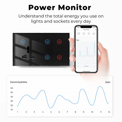 سوج لمس ذكي رباعي + مقبس عالمي Wi-Fi (Tuya)