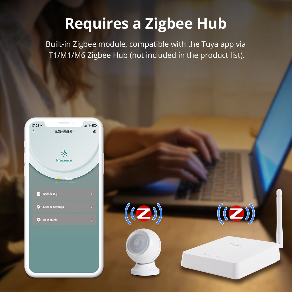 Zemismart Zigbee Human Presence Body Sensor Radar Detector Work with Tuya Smart App Battery Powered Smart Home Products