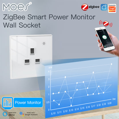 مقبس ذكي 16A  مراقبة طاقة نظام ZIGBEE- متوافق مع Tuya و Smart Life