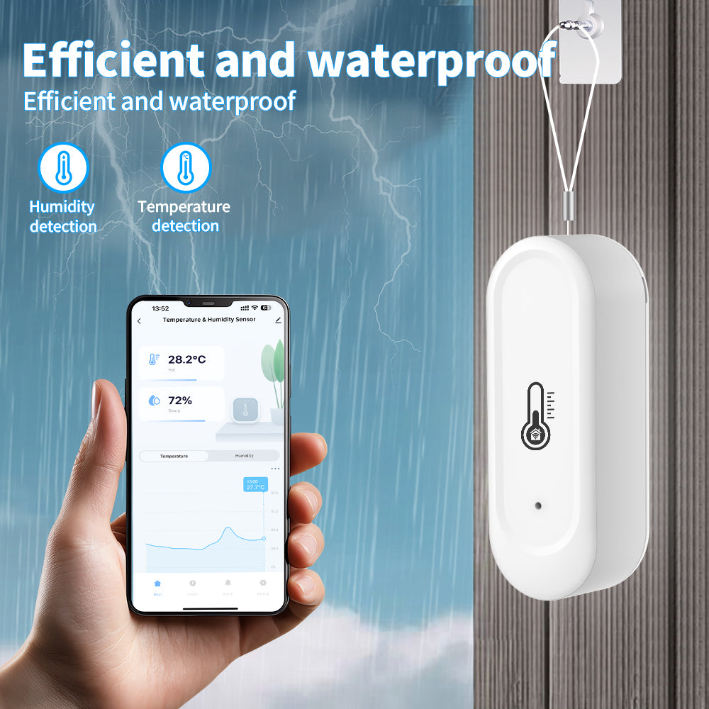 مستشعر حرارة ورطوبة Tuya Wi-Fi IP65 للاستخدام الخارجي والداخلي