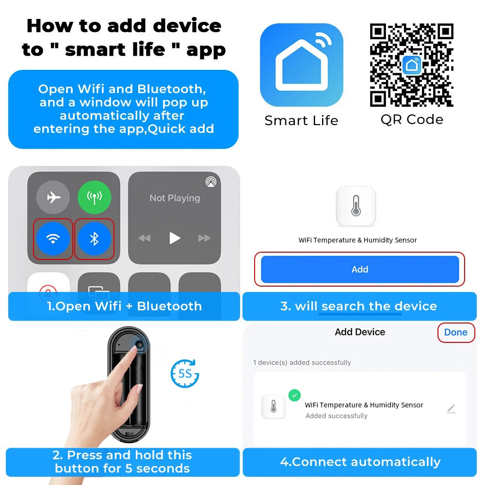 هەستەوەری زیرەکی پلەی گەرمی و شێی Zigbee 3.0 بە پێوەرەی IP65 بۆ بەکارهێنانی ناوەوە و دەرەوەی ماڵ