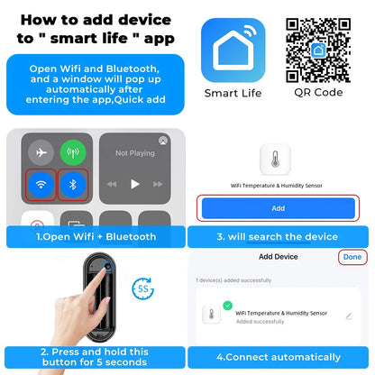 Zigbee 3.0 Smart Temperature and Humidity Sensor with IP65 Rating for Indoor and Outdoor Use 
