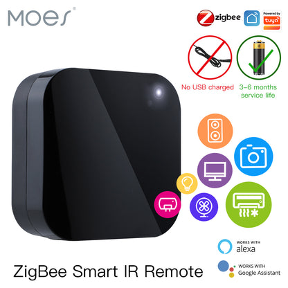 جهاز تحكم MOES ذكي شامل (IR Blaster) لإدارة الأجهزة بالأشعة تحت الحمراء عبر تطبيق Tuya و Smart Life متوافق مع نظام Zigbee