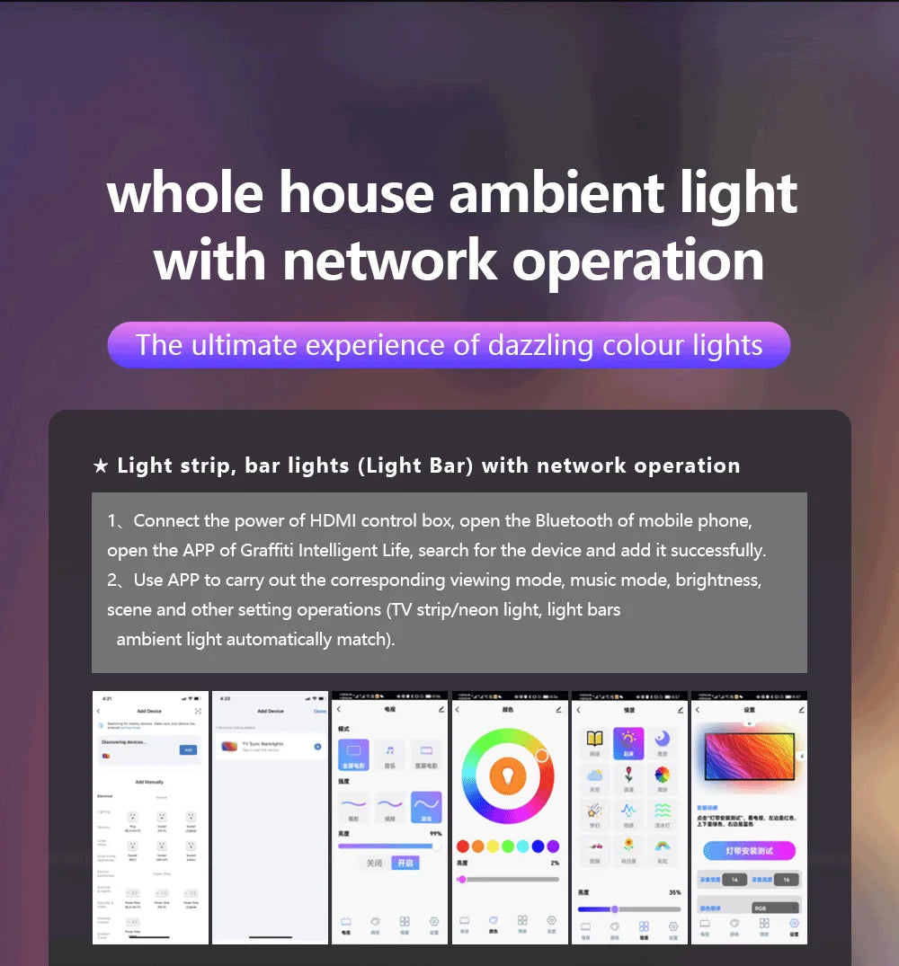 نظام الإضاءة الخلفية المتزامن الذكي  للشاشات 55-65 بوصة تطبيق TUYA  -سمارت لايف