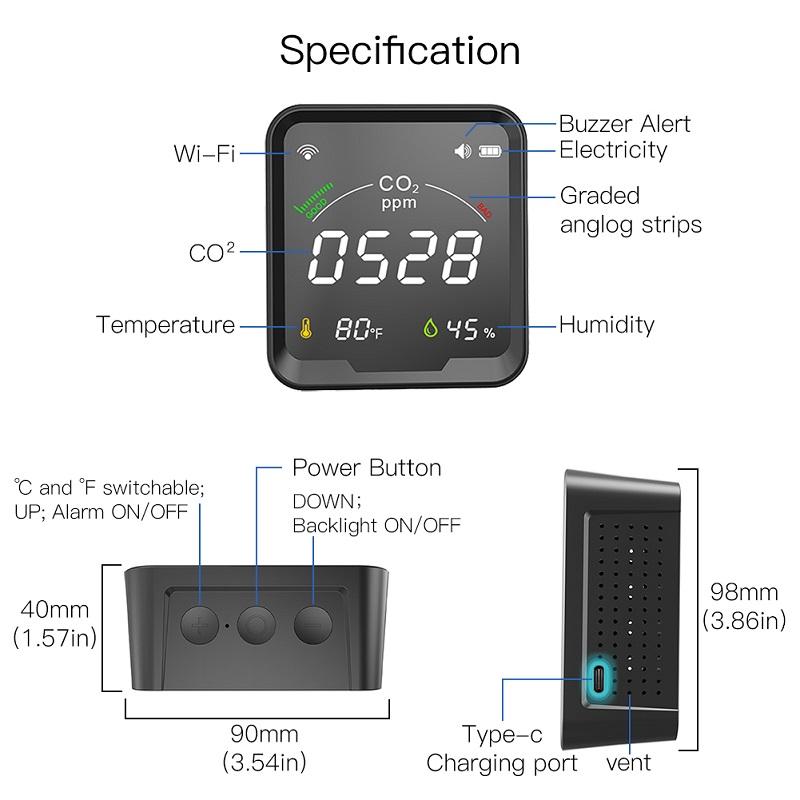 MOES 3-in-1 Smart Air Quality Monitor CO2