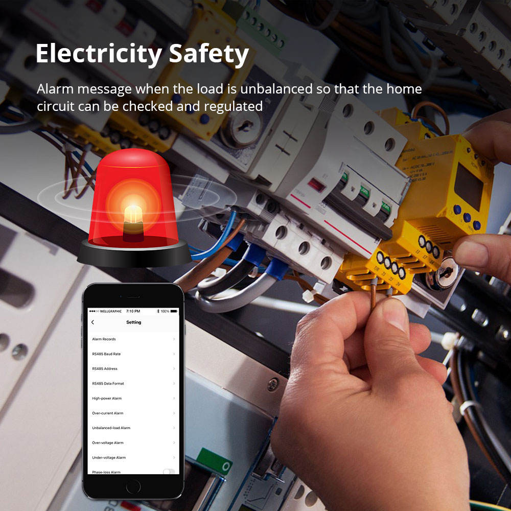Zemismart WiFi 3-Phase Smart Energy Meter – Up to 120A – With 3 Clamps – Tuya Compatible – Measurement, Monitoring, Alarm Alerts – Supports 110V to 240V.