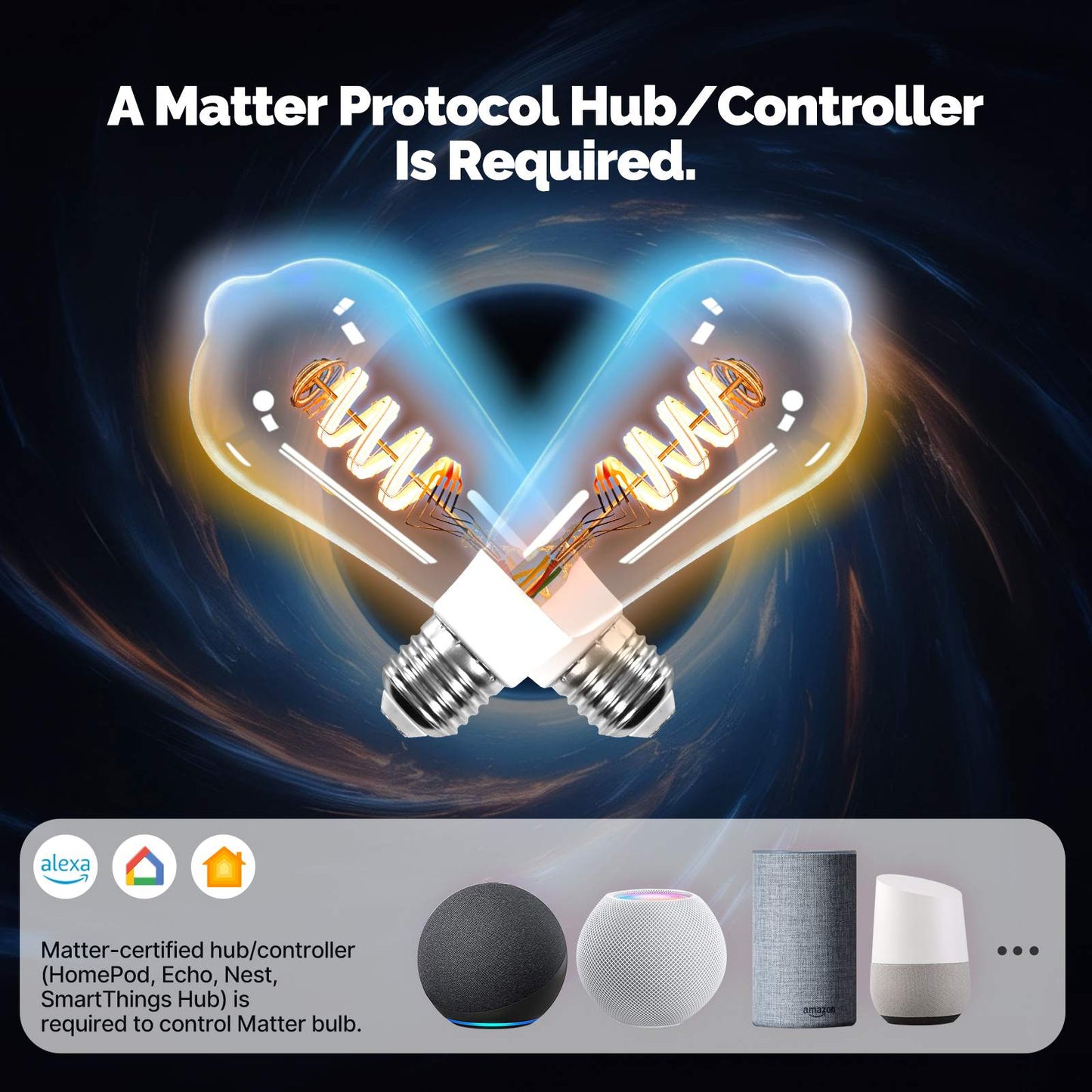 مصباح إديسون الذكي MOES ST64 - متعدد الألوان مع دعم Matter وتطيبق تويا