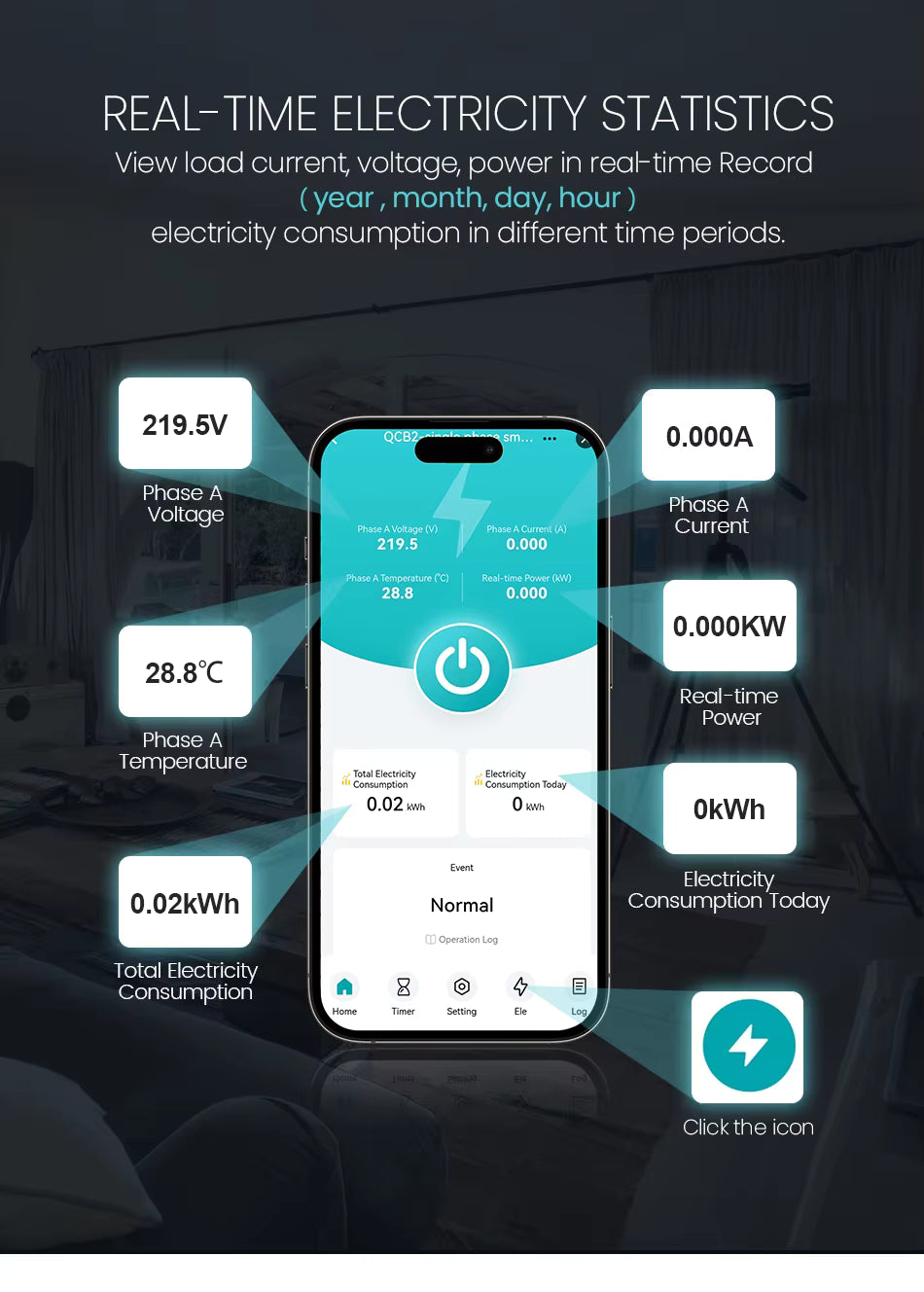 قاطع حماية ذكي 2P (RCBO) مع Wi-Fi – متوافق مع Tuya / Smart Life