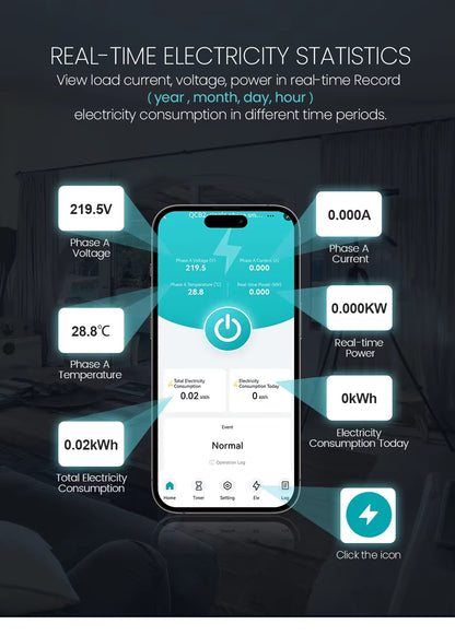 قاطع حماية ذكي 2P (RCBO) مع Wi-Fi – متوافق مع Tuya / Smart Life