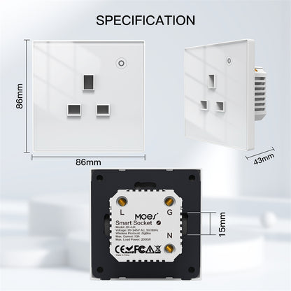 مقبس ذكي 16A  مراقبة طاقة نظام ZIGBEE- متوافق مع Tuya و Smart Life