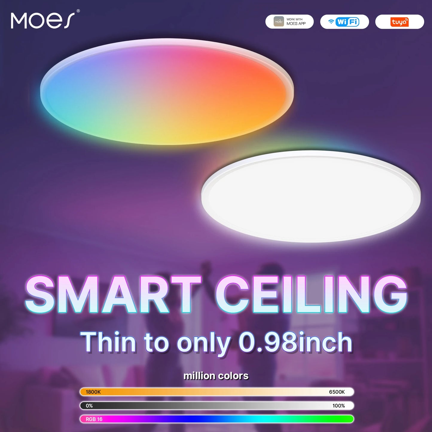 مصباح السقف الذكي Wi-Fi من MOES تطبيق تويا