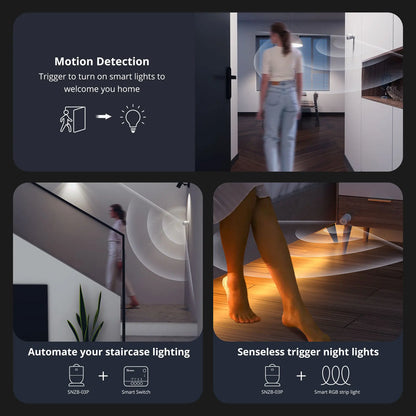 SONOFF SNZB-03P — حساس حركة Zigbee (كشف أسرع خلال 5 ثوانٍ + كشف شدة الإضاءة)