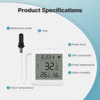 Smart Temperature and Humidity Sensor with Display, External Probe, and Wi-Fi System