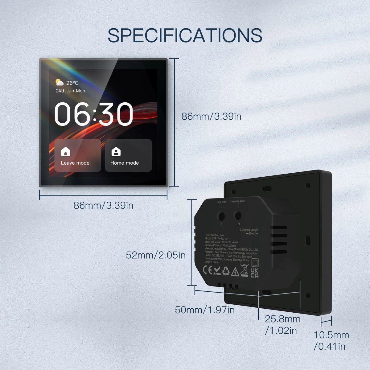 Tuya Smart Home Control Center with 4-inch touchscreen, built-in Alexa, and Zigbee voice and wireless control for over 100 smart home devices. 