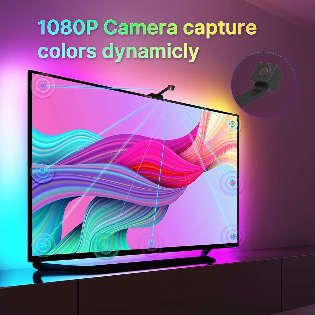 MOES Smart LED TV Backlight with 1080P Camera for Screen Syncing, Tuya App
