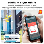 Smart door and window opener sensor with audible alarm and warning light; remote control via Tuya app 