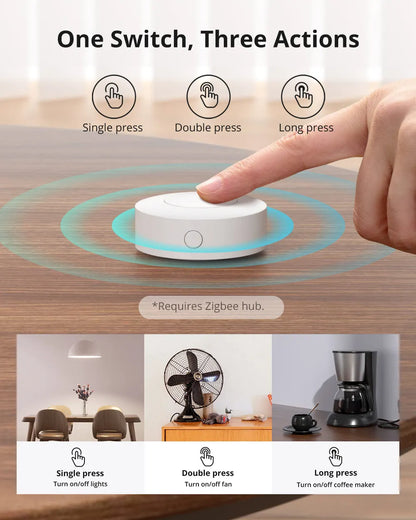 SONOFF SNZB-01P — مفتاح لاسلكي ZigBee بزر واحد للتحكم الذكي (يدعم Alexa عبر الهَب)