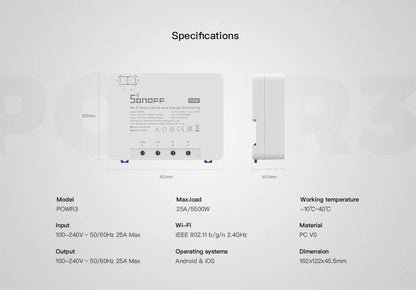مفتاح سونوف الذكي POWR3 (Wi-Fi) مع مراقبة استهلاك الطاقة