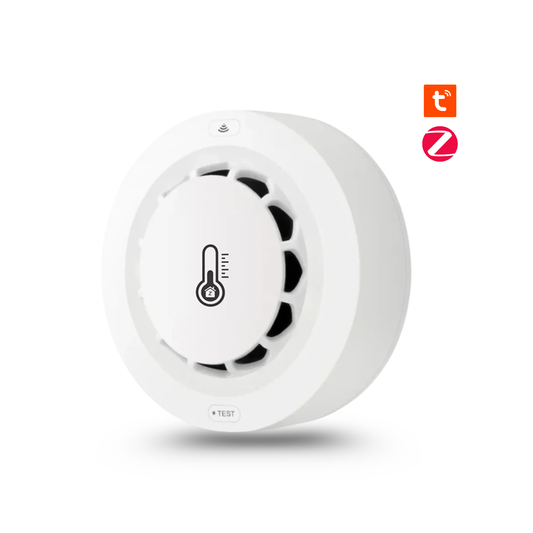 Zigbee Smart Fire Detector – Smoke + Heat + Humidity Sensor (3-in-1) – 80dB Alarm – Controlled via Tuya/Smart Life App 