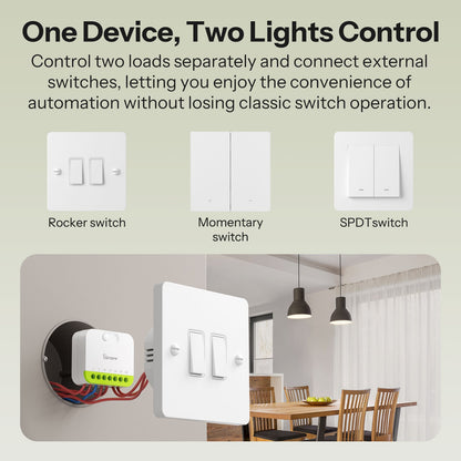 مفتاح سونوف ميني ديو (MINI DUO) الذكي ثنائي الخطوط بتقنية (Zigbee) | MINI-ZB2GS