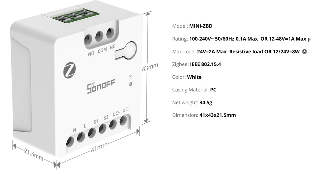مفتاحی زیرەکی سۆنۆف مینی بە پەیوەندی وشک (Zigbee) | MINI-ZBD