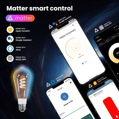 MOES ST64 Smart Edison Bulb - Multicolored with Matter Support and Tuya App