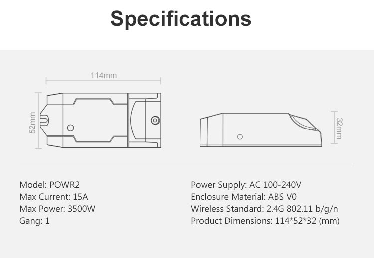 SONOFF POWR2 WiFi Switch – Smart WiFi switch with power consumption monitoring and overload protection
