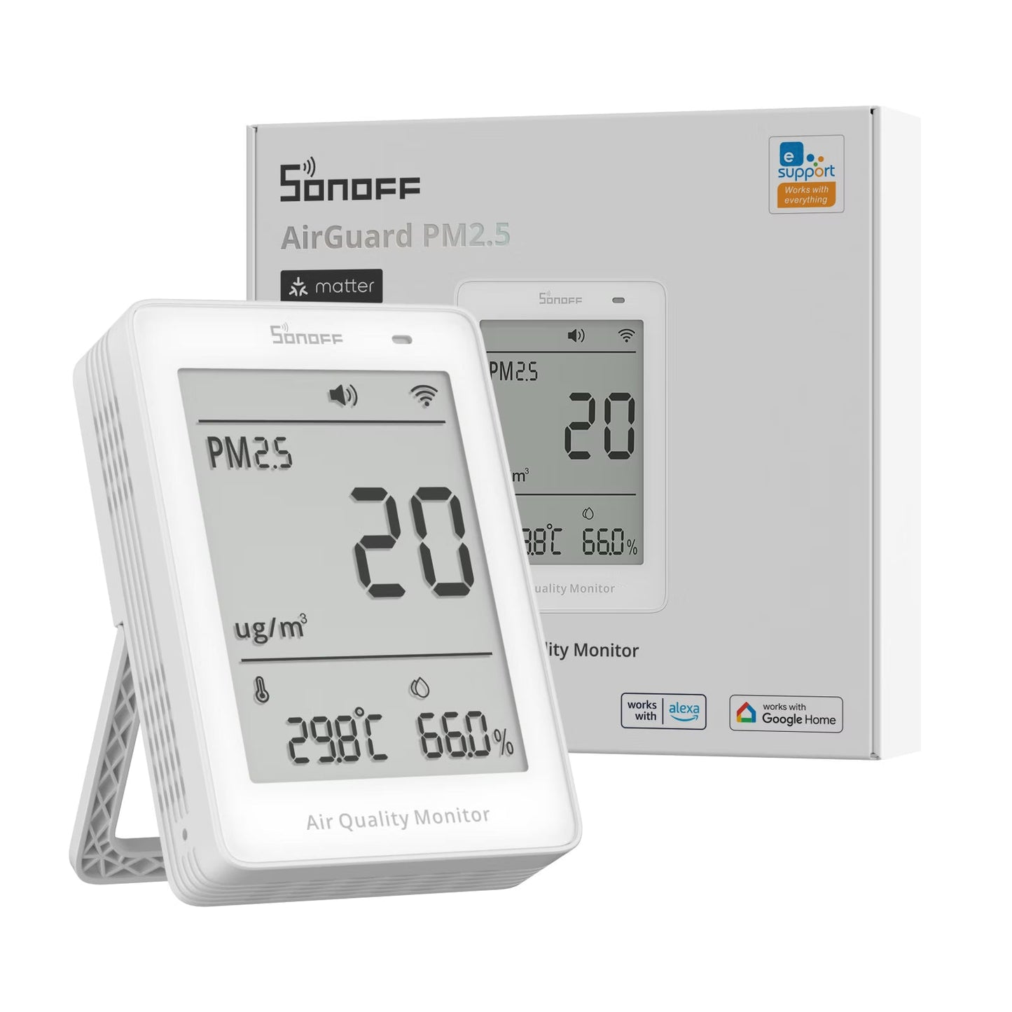 جهاز سونوف AirGuard الذكي لمراقبة جودة الهواء (PM2.5/PM10) بتقنية (Matter عبر Wi-Fi) | SAWF-07P