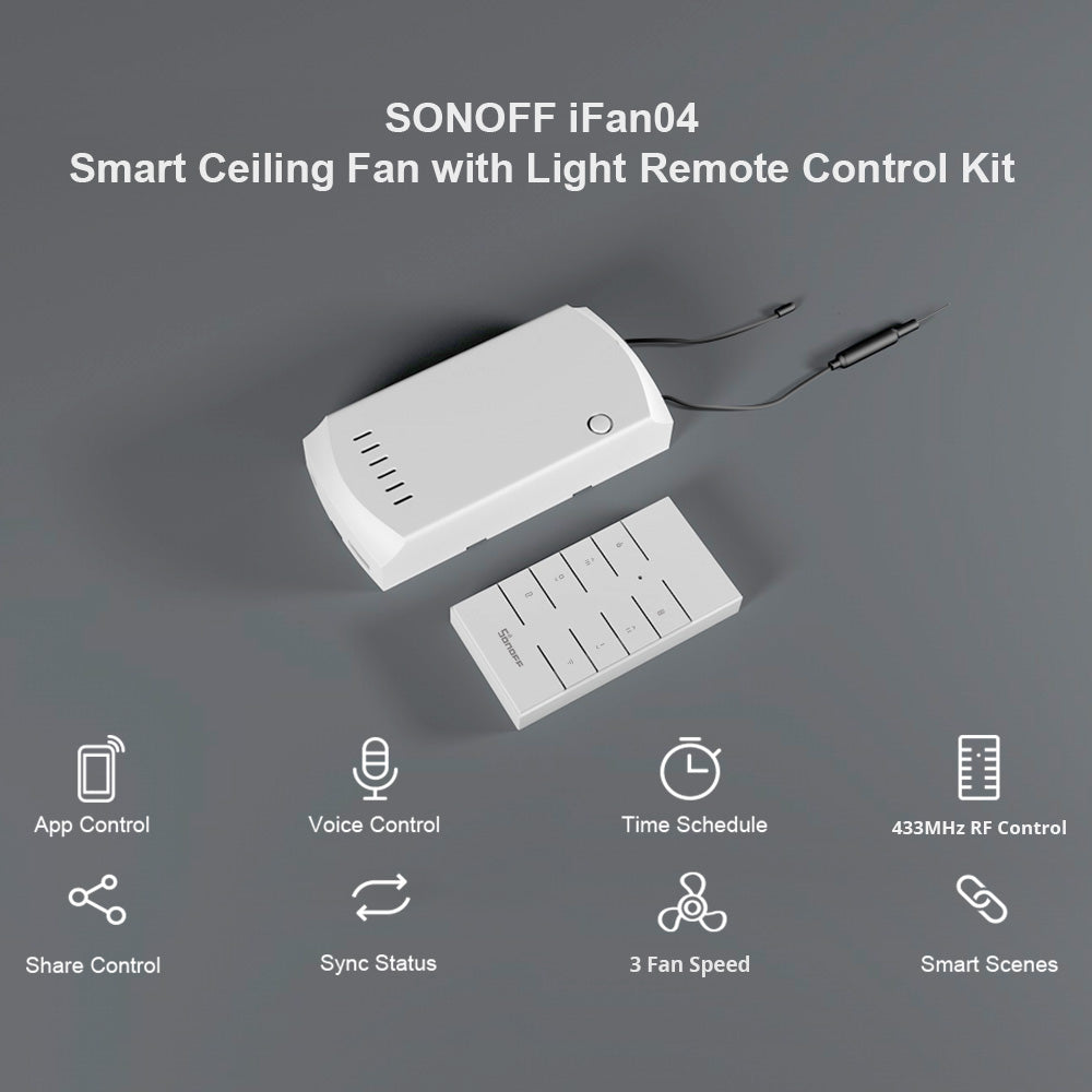 وحدة تحكم سونوف iFan04 الذكية بمروحة السقف والإضاءة بتقنية (Wi-Fi) مع ريموت تحكم