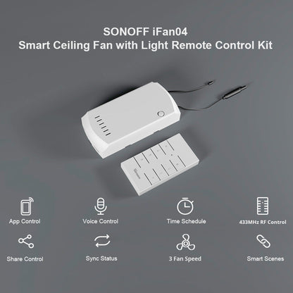 وحدة تحكم سونوف iFan04 الذكية بمروحة السقف والإضاءة بتقنية (Wi-Fi) مع ريموت تحكم