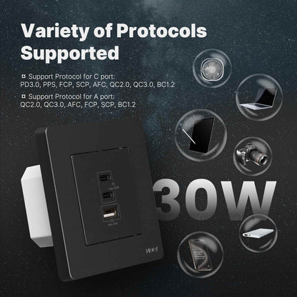 مقبس الحائط Moes Star Ring بقوة 30 واط (تقنية GaN)