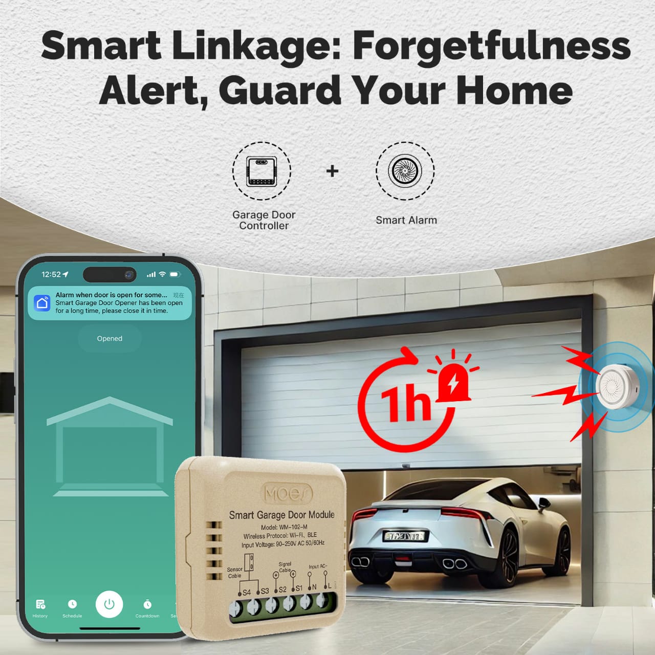 وحدة تحكم باب الكراج الذكية Wi-Fi من MOES تطبيق tuya